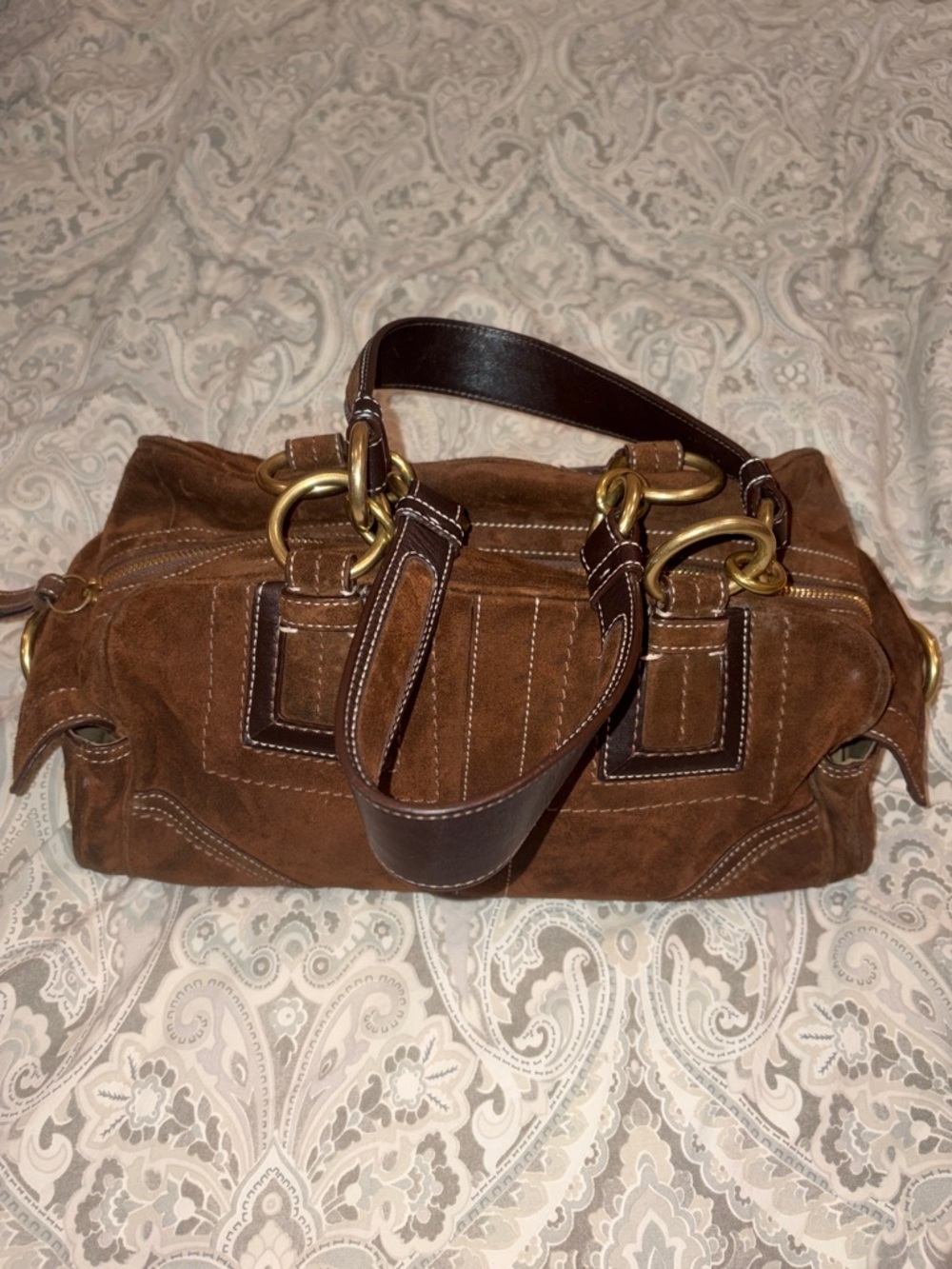 Vintage Coach Mia Soho Chocolate Brown Suede Buckle Satchel - Picture 4 of 14